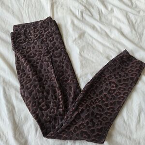 Pact Brown and Black Leopard-Print High-Waist Leggings